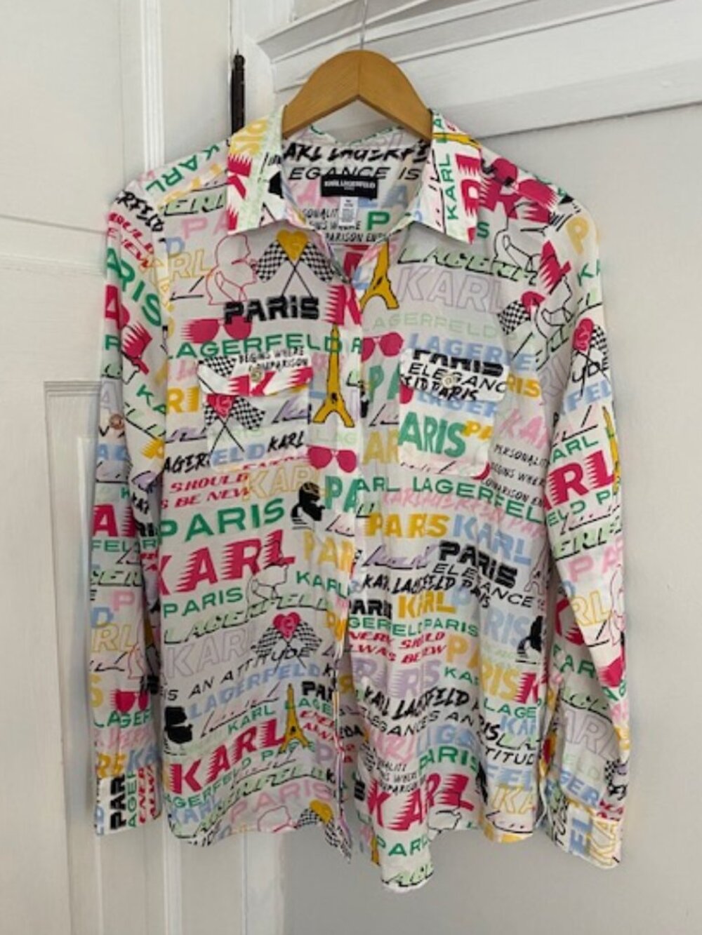 KARL LAGERFELD Paris Blouse Colourful long sleeve Size Med